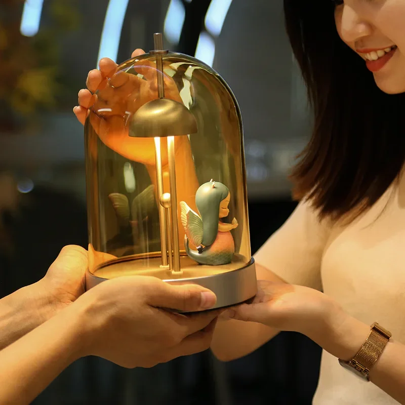 โคมไฟตั้งโต๊ะชาร์จไฟ DIY ของขวัญสุดพิเศษ โคมไฟข้างเตียงให้แสงอบอุ่น สร้างบรรยากาศโรแมนติก