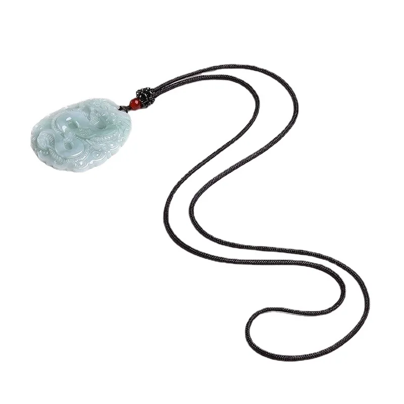 Jadeite Dragon  Genuine A-goods Zodiac Dragon Man Jade Pendant Necklace Men Jade Pendant A-goods Lace Dragon
