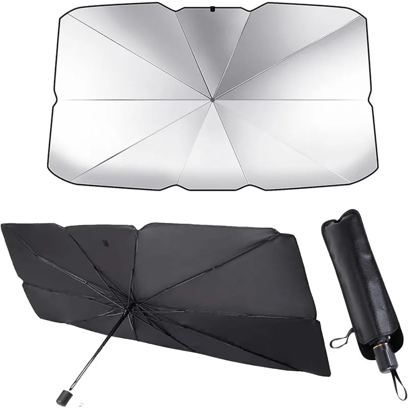 Car Sunshade Umbrella for Front Windshield, Blocks Sun and Keeps Heat Out, Perfect for Summer, 360° Rotatable and Foldable