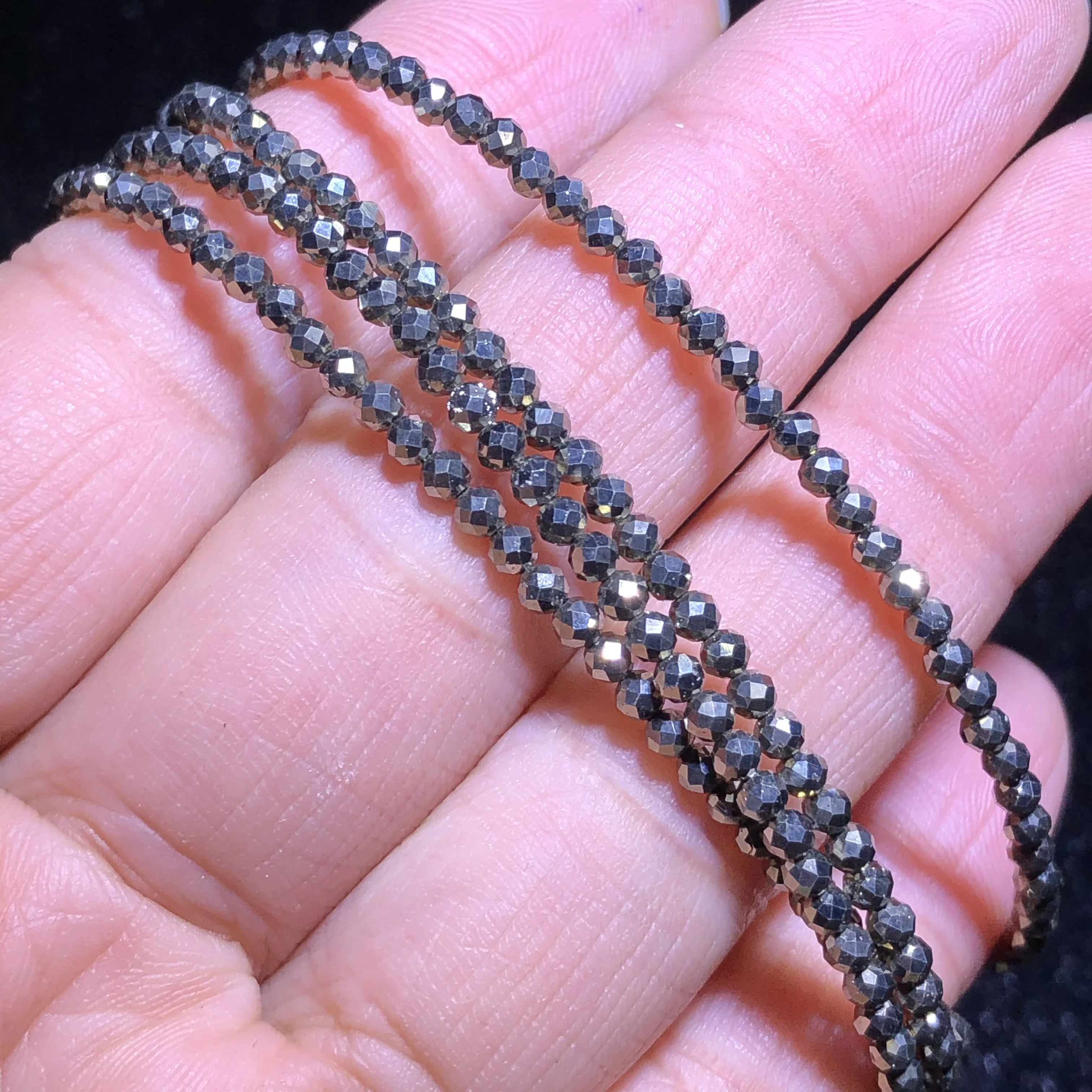 1 Pc Fengbaowu Natural Chalcopyrite Pyrite Bracelet Round Faceted Beads 4 Loops 71CM Reiki Healing Stone For Women Men view 3