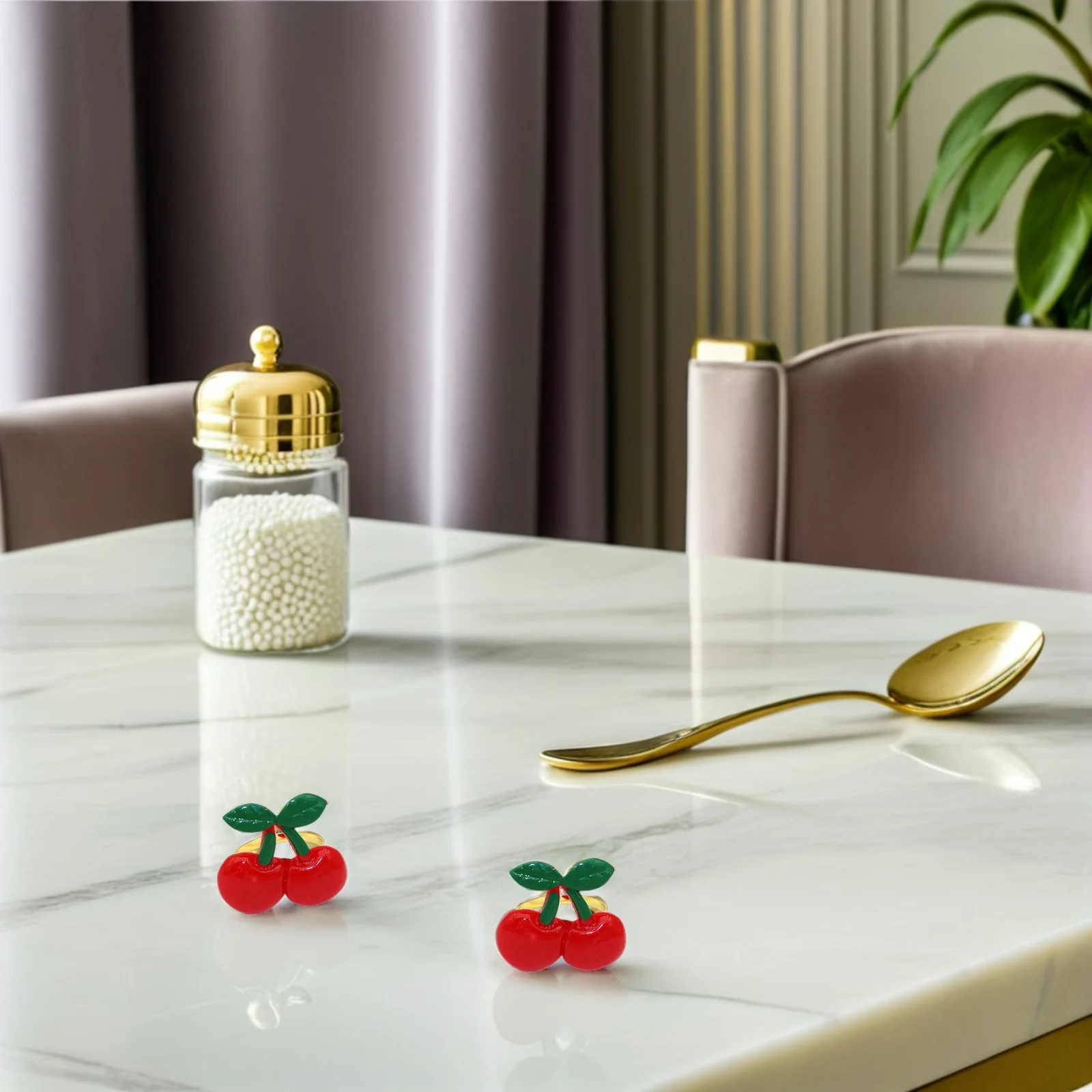 

4 pcs Cherry Napkin Rings Fruit Shape Decorative Party Home Restaurant Hotel Use Long Term Lightweight Compact Size