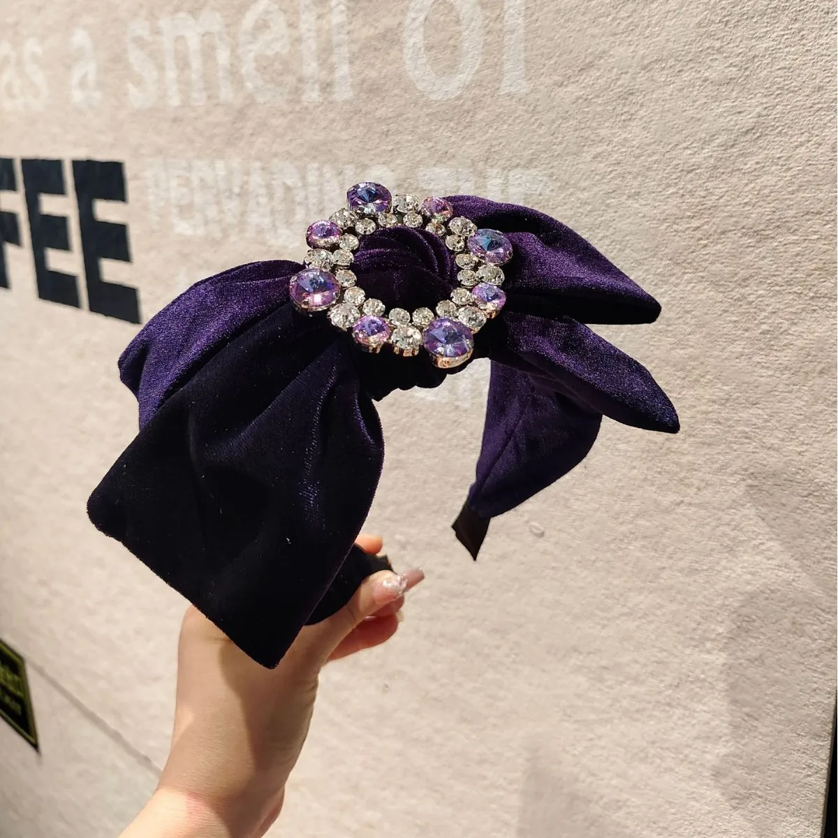 

Velvet Crystals Headbands for Women Hair Accessories Solid Luxury Hairband with Crystals Buckle Adults Crystal Head Band