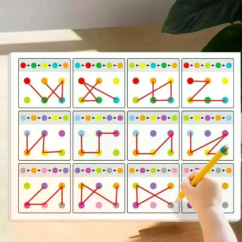 ชุดแบบฝึกหัดการจดจำสีสำหรับเด็กอนุบาลพร้อมการ์ดเชื่อมโยงการเรียนรู้ตัวเลขและของเล่นฝึกการประสานงานระหว่างมือและตา