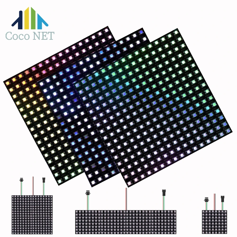 1 ~ 5 قطعة WS2812B وحدة بكسل الذكية مصفوفة 8x8 16x16 8x32 LED مرنة لوحة قابلة للعنونة بشكل فردي WS2812 RGB شاشة رقمية 5 فولت