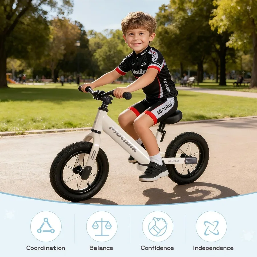 Bici da equilibrio per bambini 3 anni Pneumatici in gomma gonfiabili da 12 pollici Senza pedali Bici giocattolo per 3-6 anni La prima bici perfetta 3-6 B