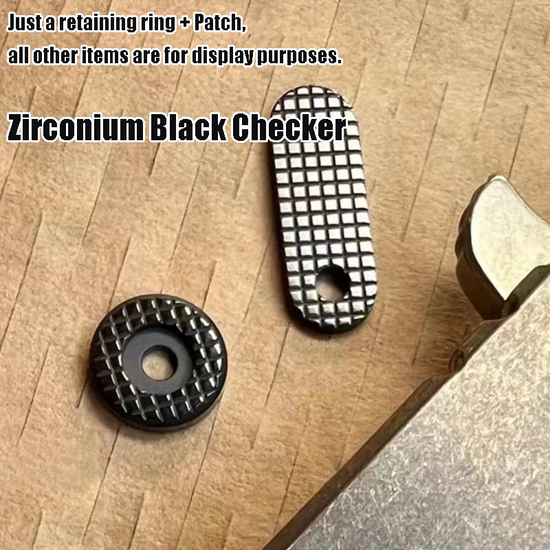 

2-piece set Zirconium Black Checker Filler Tab+Retaining Ring for Rick Hinderer XM18 3.5”