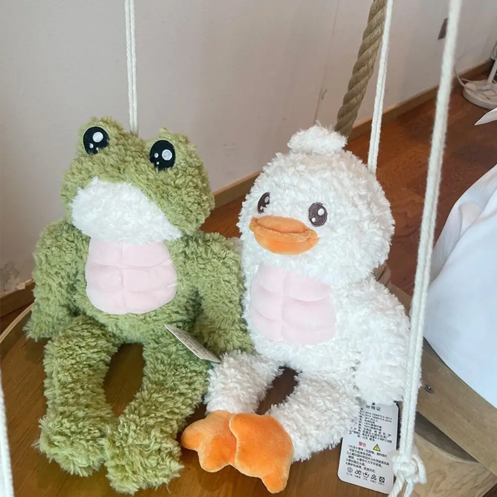 

Plushies Strong Frog Plush Toy Interactive Fluffy Muscular Duck Stuffed Animal Cartoon Handmade Soft Muscle Frog Doll