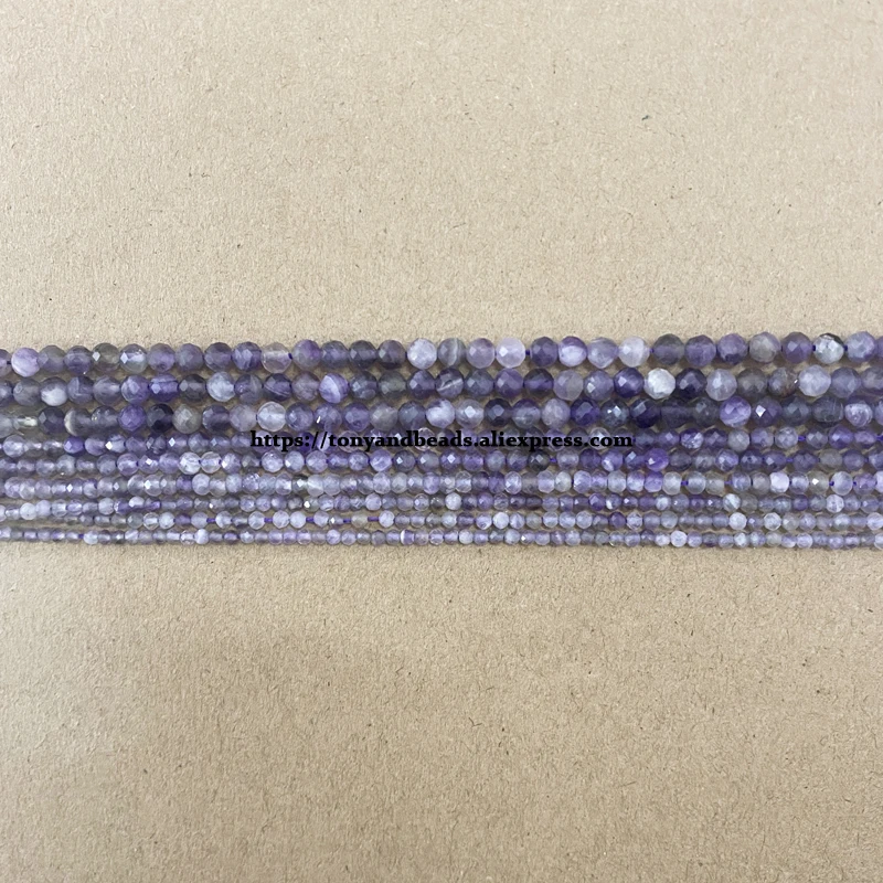 Small Diamond Cuts Faceted AB Purple Amethyst Round Loose Beads 15\