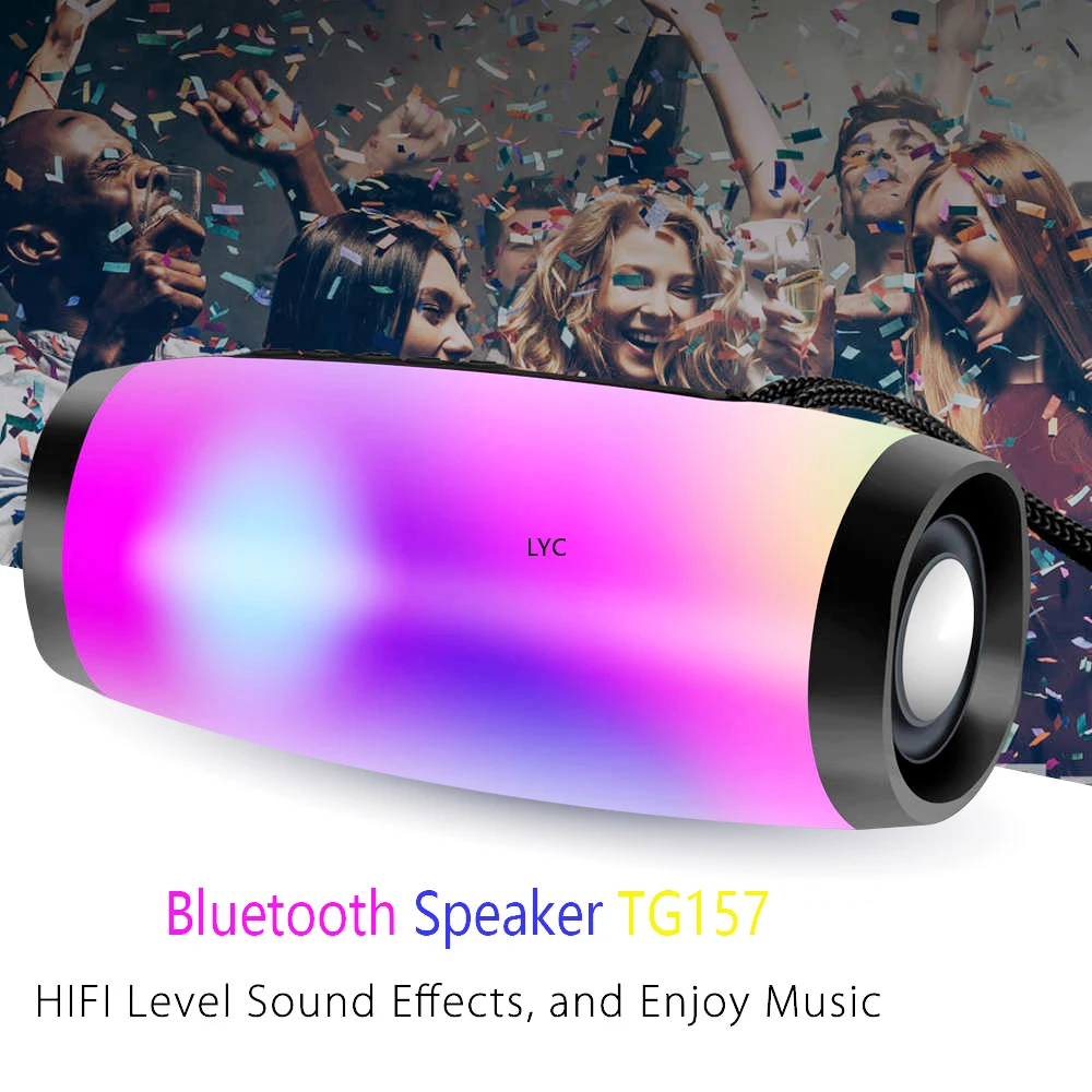 

TG157 Wireless Bluetooth Speaker Portable Speaker Wireless Bass Column Waterproof Outdoor Speaker Support AUX TF Subwoofer LED