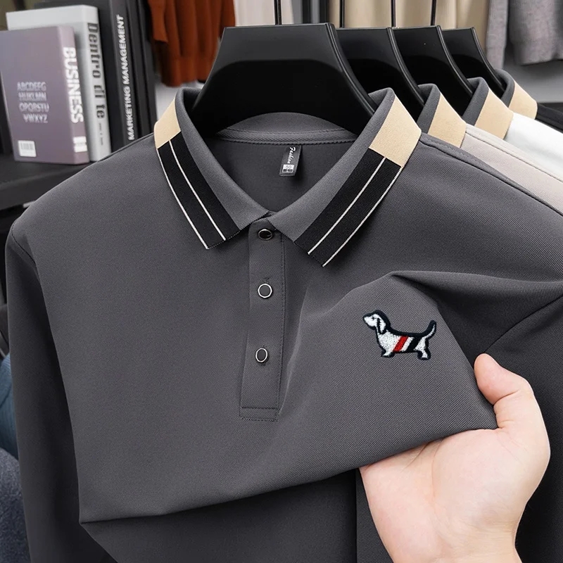 Exquisites, hochwertiges Herren-Poloshirt mit Print, Herbst, Langarm, Kontrastfarben, hautfreundlich, T-Shirt, für den Alltag, Freizeitkleidung für Herren – Detail 8