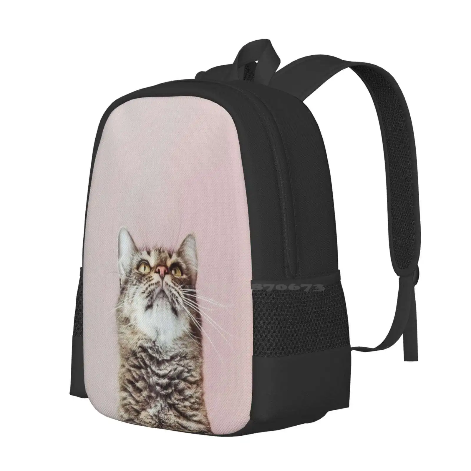 Beautiful Cat Looking Up New Arrivals Unisex Bags Student Bag Backpack Animal Portrait Background Bliss Cat Close Up Cute