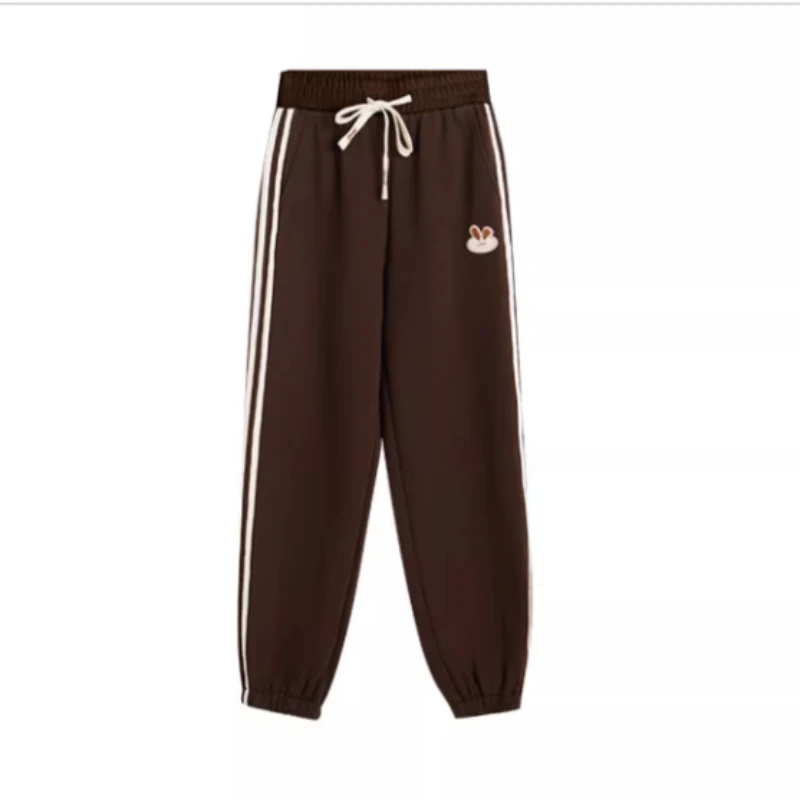 OLrain Women's Fleece Lined Pants 2025 Winter French Style High Waist Straight Leg Cuffed Ankle Casual Sweatpants O22DK66889