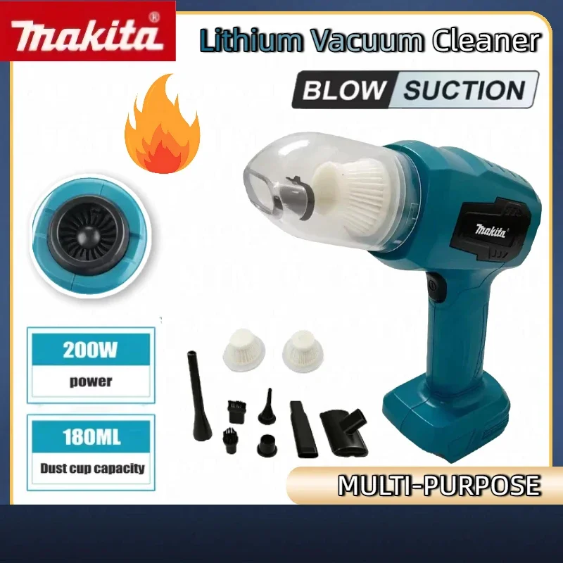 

Автомобильный пылесос Makita с беспроводной зарядкой и сильным всасыванием для автомобилей и домашних хозяйств, портативный электроинструмент с двойной функцией (понижающий/сасывающий)