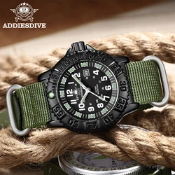 ADDIESDIVE Fashion Men's Analog Watch 50M Waterproof Luminous Tube Nylon Sports Men Military Wristwatches Quartz Watch for Men