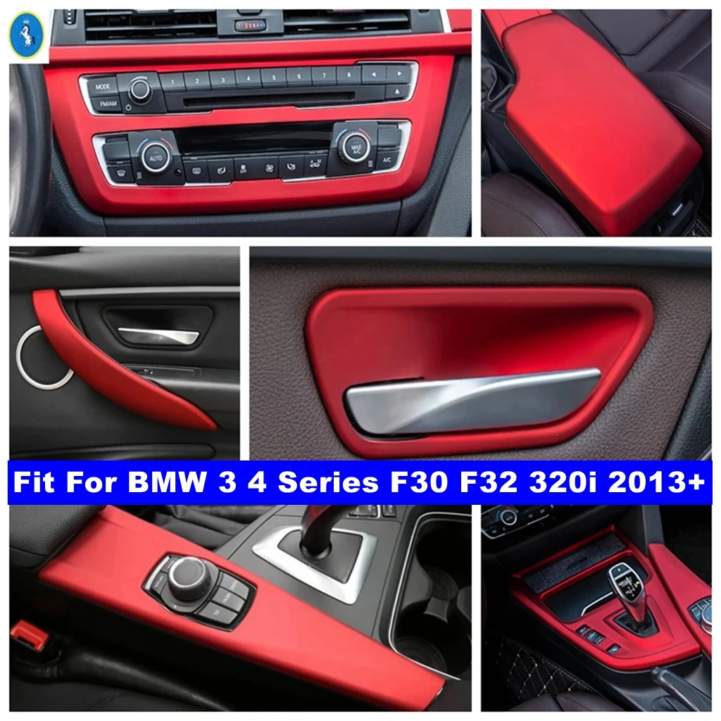 

Red Car Armrest Box / Door Hande Bowl / AC / Gear Shift Panel Cover Trim For BMW 3 4 Series F30 F32 320i 2013 - 2018 Accessories