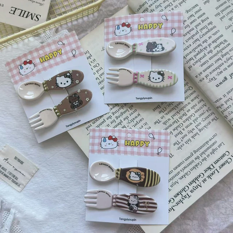 Kawaii Sanrios Hellokittys Retro Cat Hair Clips for Women Cute Children's Side Bangs Claw Clip Hair Accessories Fashion Gifts