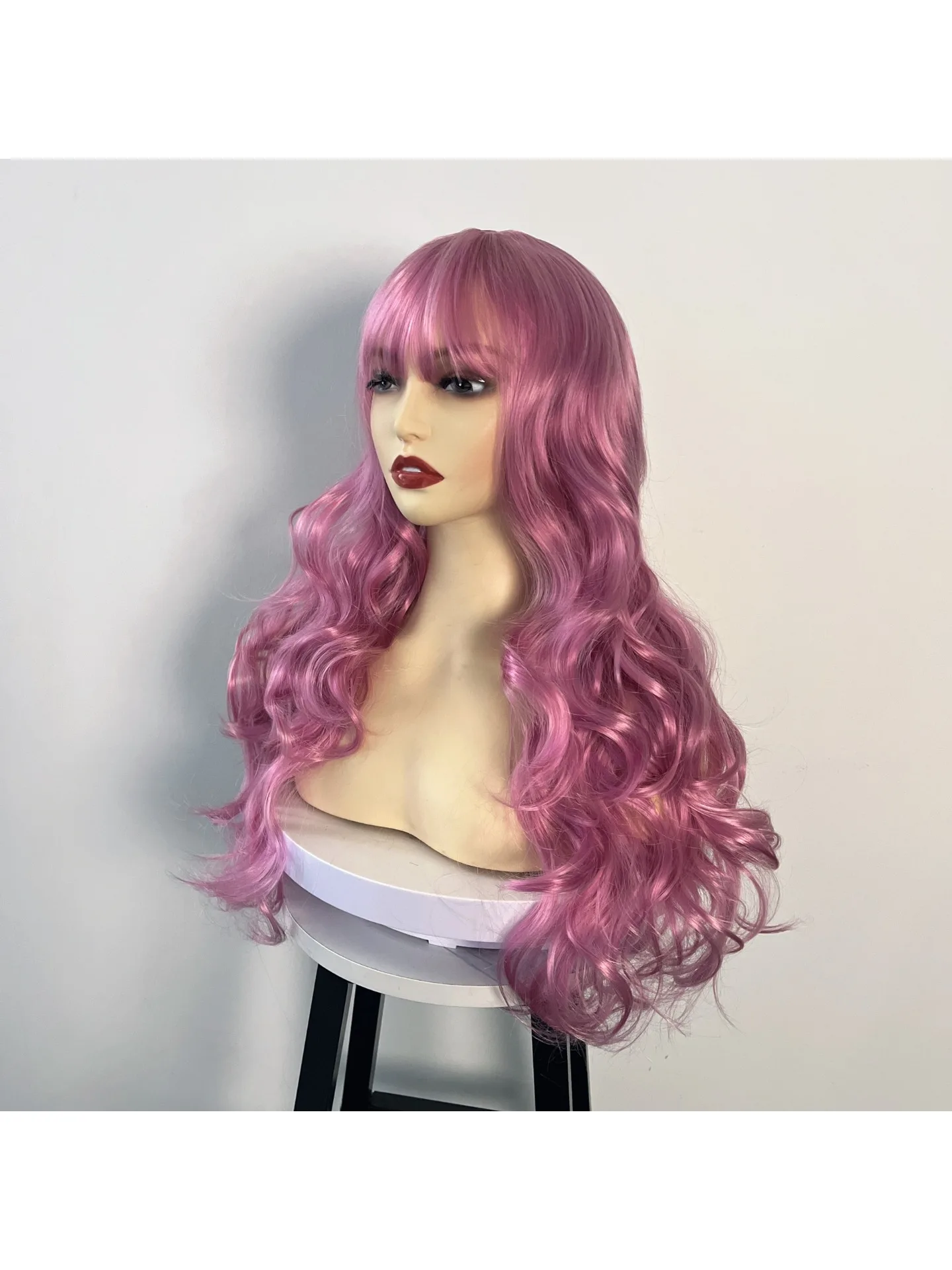 Purple pink, long wave design wig for girls, affordable regular hair cover, carnival gift trend