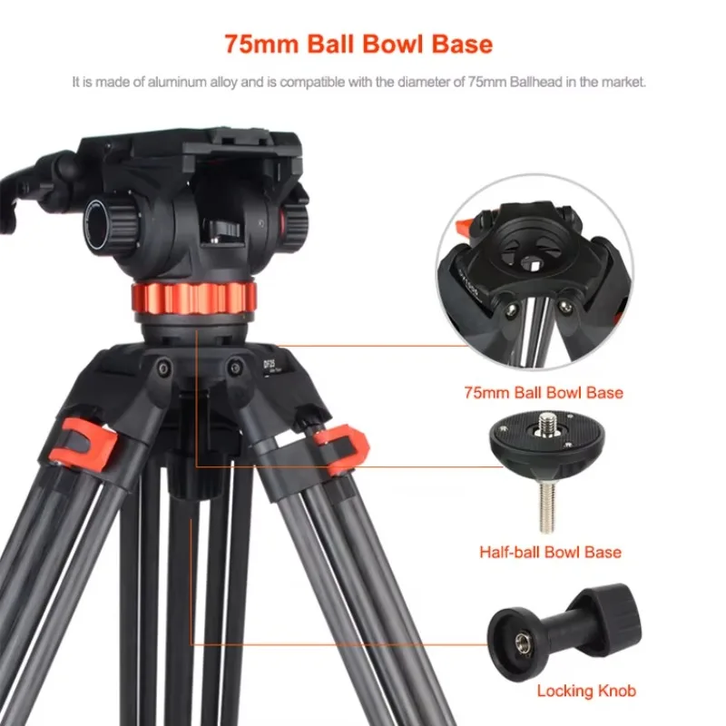 75 มม.ฐานชามบอล Professional หัว Q7PLUS ของเหลวสําหรับขาตั้งกล้องวิดีโอ Dslr