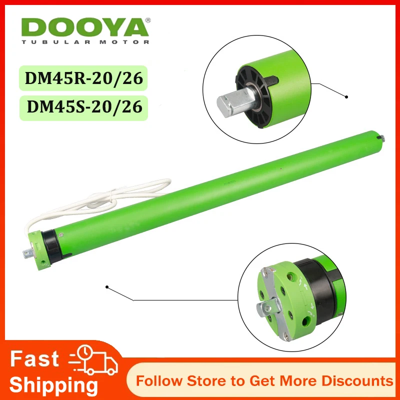 Dooya Rolling Tubular Motor DM45R 20/26/DM45S 20/26,220/230V 50/60Hz,Rf433/4 Wire Motor for Rolling Blinds/Canopy/Lift System