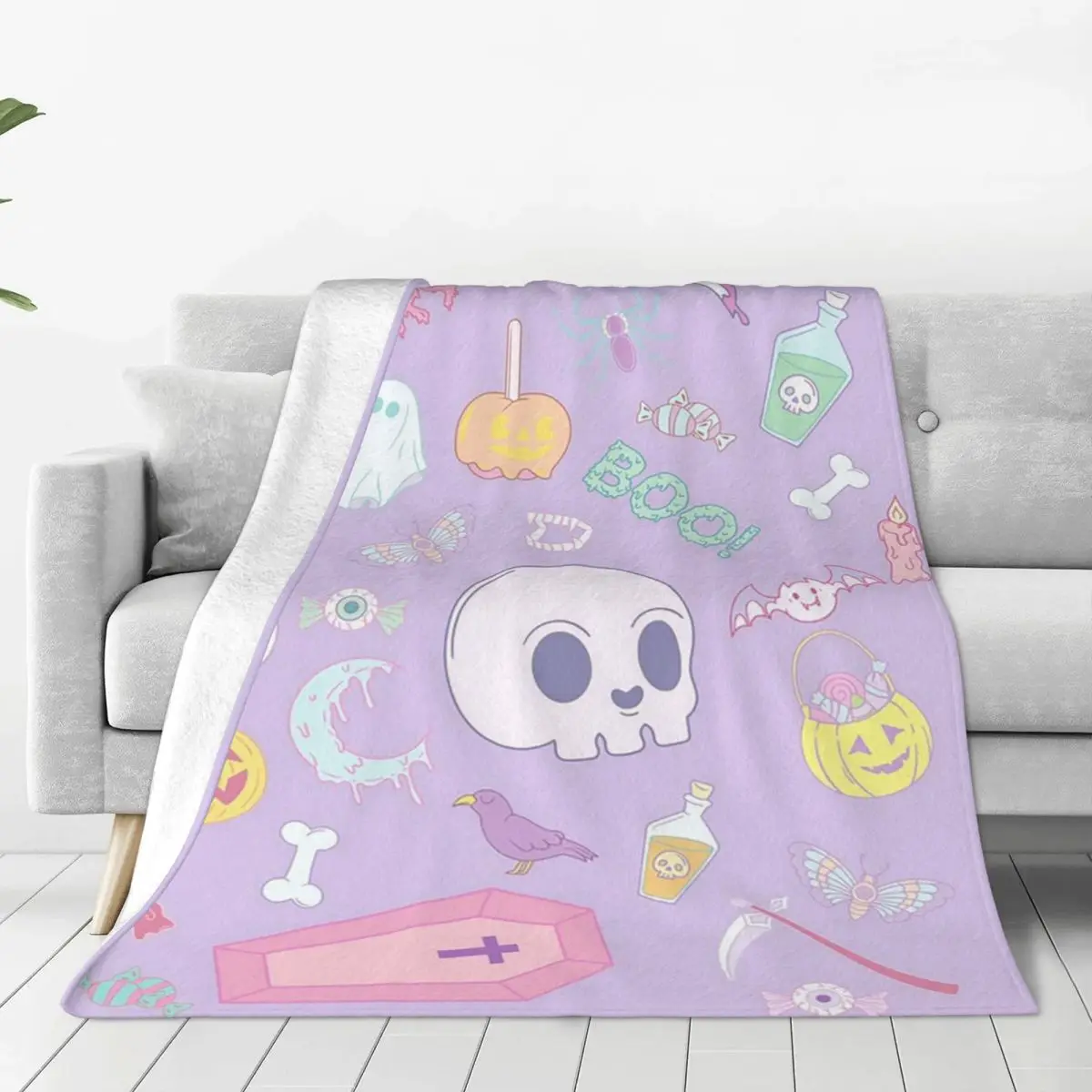 Lavender Haze Pastel Halloween Buddies Blankets Flannel Warm Sofa Throw Blankets For Couch Bedding Office Throws Bedspread Quilt