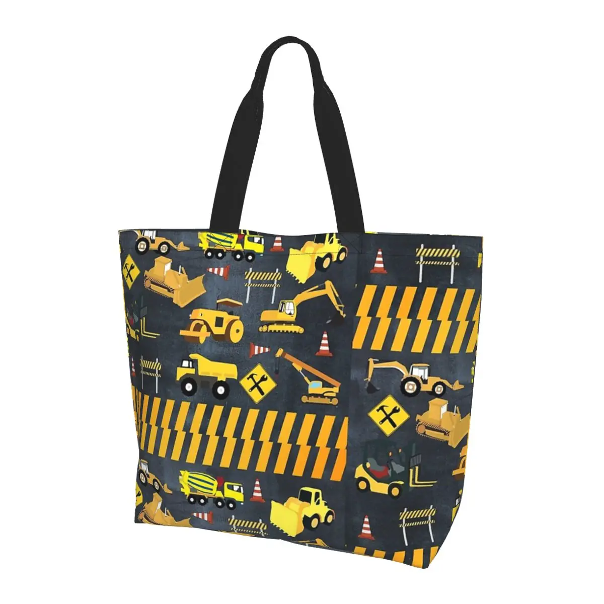 

Строительные грузовики, тяжелая техника, сумка для покупок, парусиновая сумка на плечо большой вместимости, продуктовая сумка для покупок для женщин