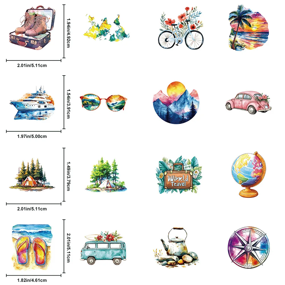 10/30/56 قطعة شفافة السفر في الهواء الطلق الكتابة على الجدران ملصقات الجمالية الكرتون الشارات الديكور المحمول سجل القصاصات الهاتف ملصق هدية