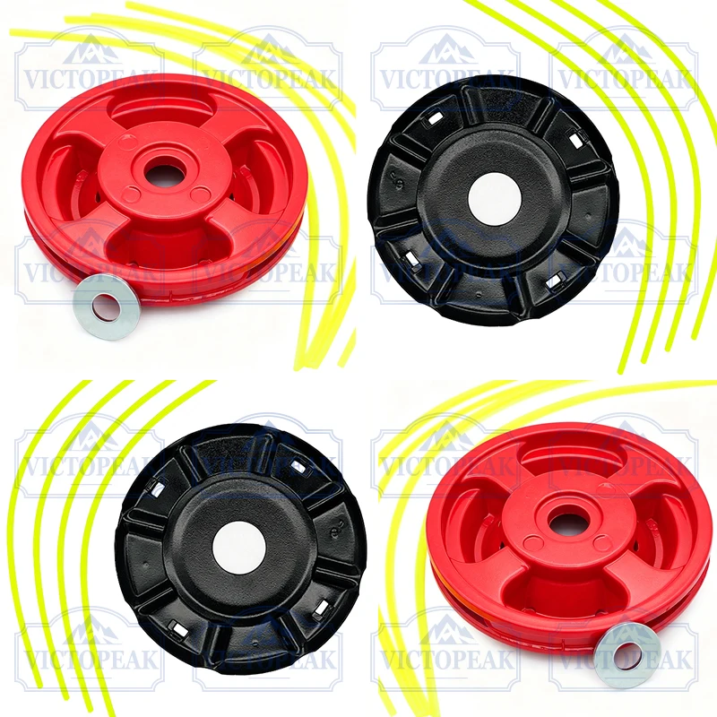 Brush Cutter Grass Trimmer Head Red Aluminum Black Iron Plate 4 Lines Line Head Easy Install Garden Tools Power Tool Accessories