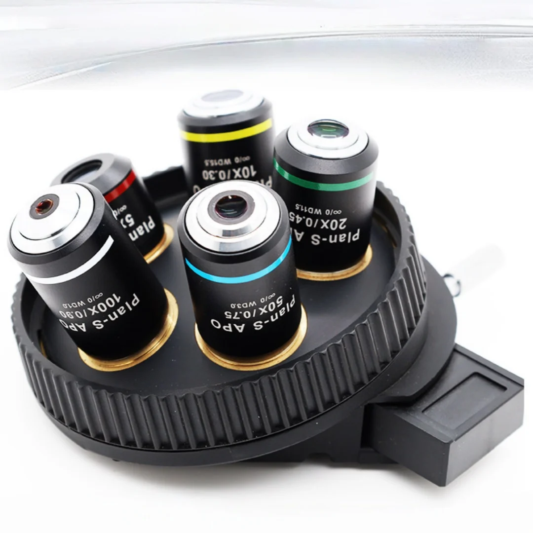 Objectif métallographique Plan S APO 5X 10X 20X 50X 100X, interface RMS, semi-apochromatique pour microscopes métallurgiques