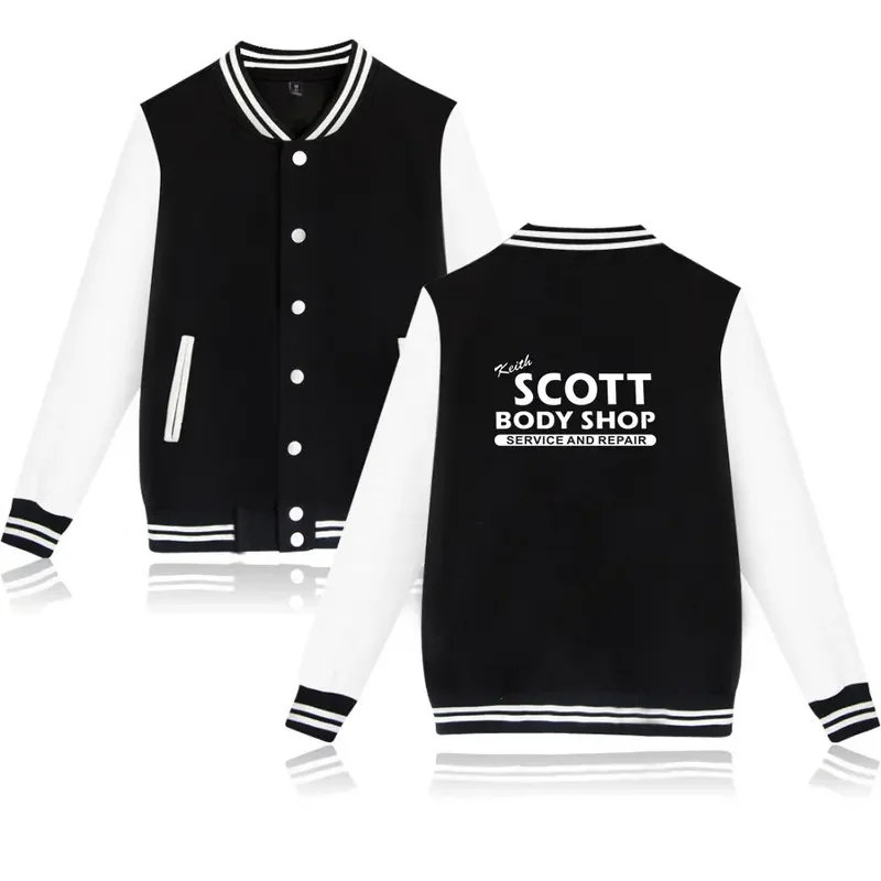 Keith Scott Body Shop print baseball jacket unisex hip hop casual basicjacket men clothing