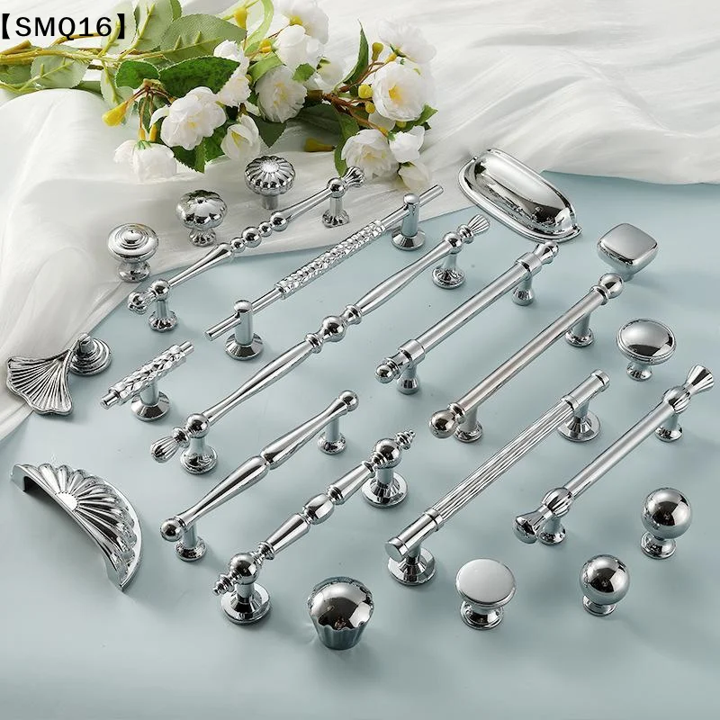 1Pcs Minimalist Bright Chrome Silver Drawer Single Hole Knob Zinc Alloy French Wardrobe Handle Luxury Solid Cabinet Pull【SMQ】