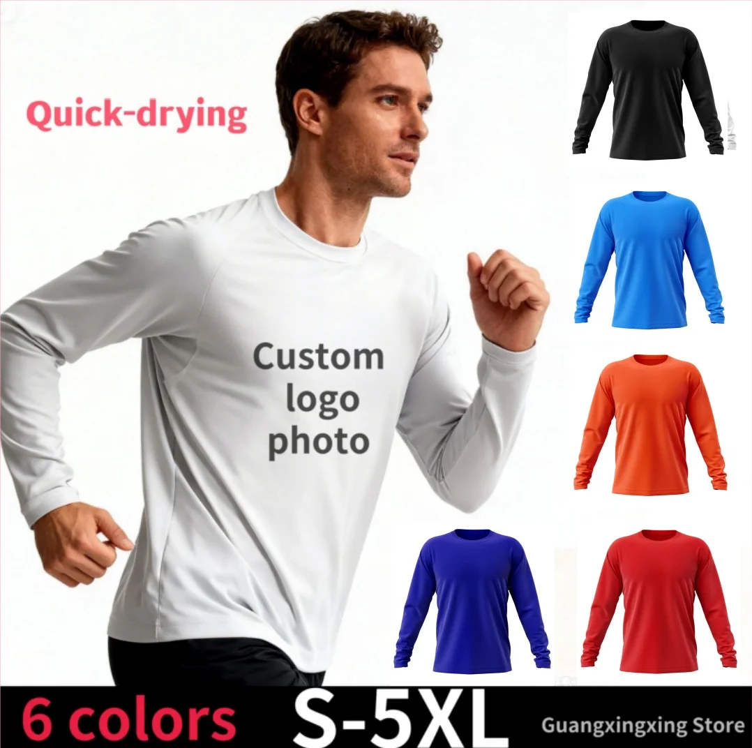 Long-sleeved T-shirt custom quick-drying sports men's and women's same round neck long-sleeved logo embroidery custom clothing