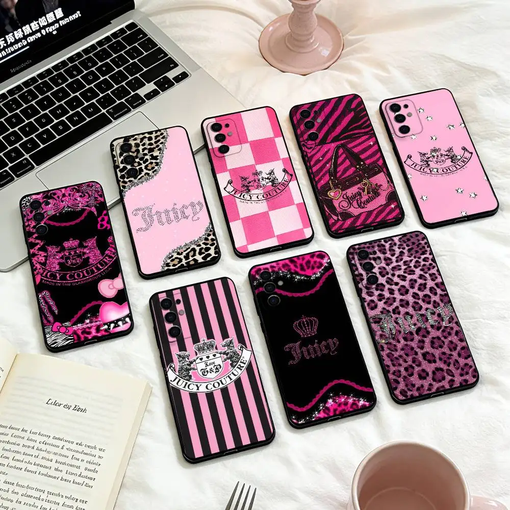 

J-Juicy C-Couture L-Leopard Phone Case For Samsung S 25,24,23,22,30,21,10,9,Ultra,Plus,Lite,FE,4,5 G Soft Black Case