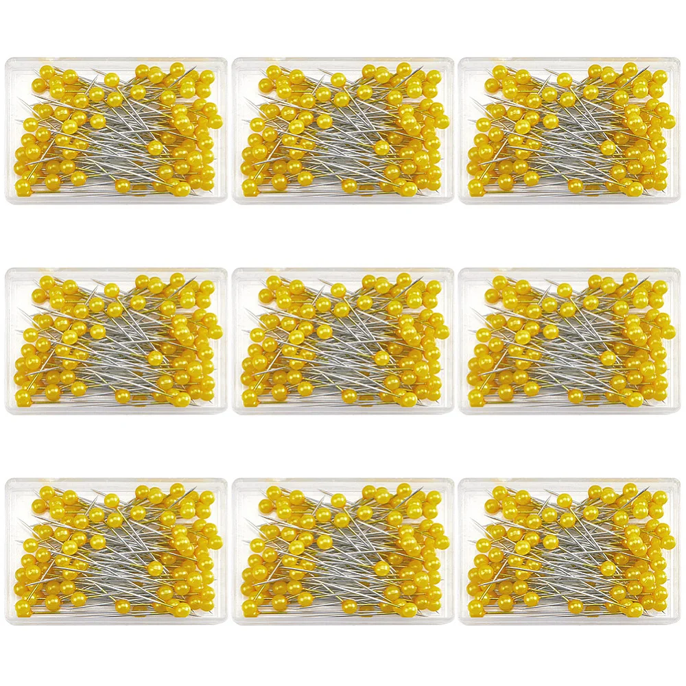

9 Sets Stainless Steel Pins with Plastic Head Corsage Pins Dress-making Pins Yellow 37.5x3.5mm