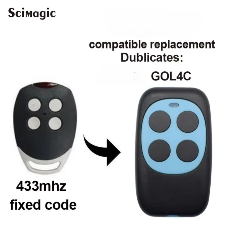 Télécommande pour ouvre-porte de garage BIXLS2 BIXLP2 GOL4 BIXLG4 433MHz, code roulant et code fixe 