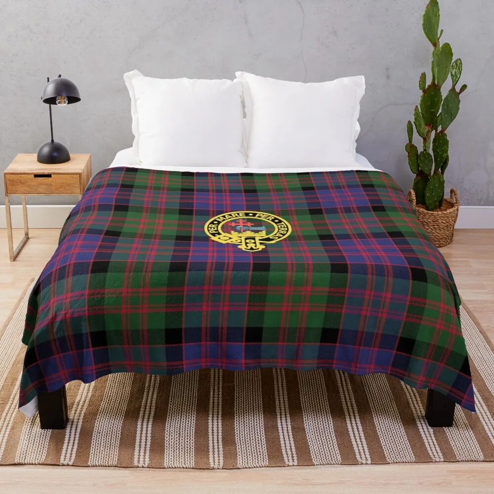 

The McDonald and MacDonald Clan tartan with badge by Faelee Throw Blanket Heavy Thermals For Travel Blankets