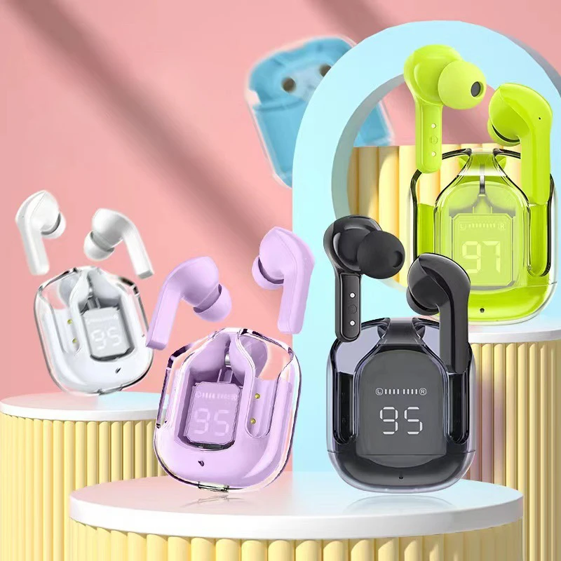 Wireless Bluetooth 5.3 Earphone Transparent 9D HIFI Headphones LED Power Digital Display Stereo Sound Earphones for Xiaomi Phone