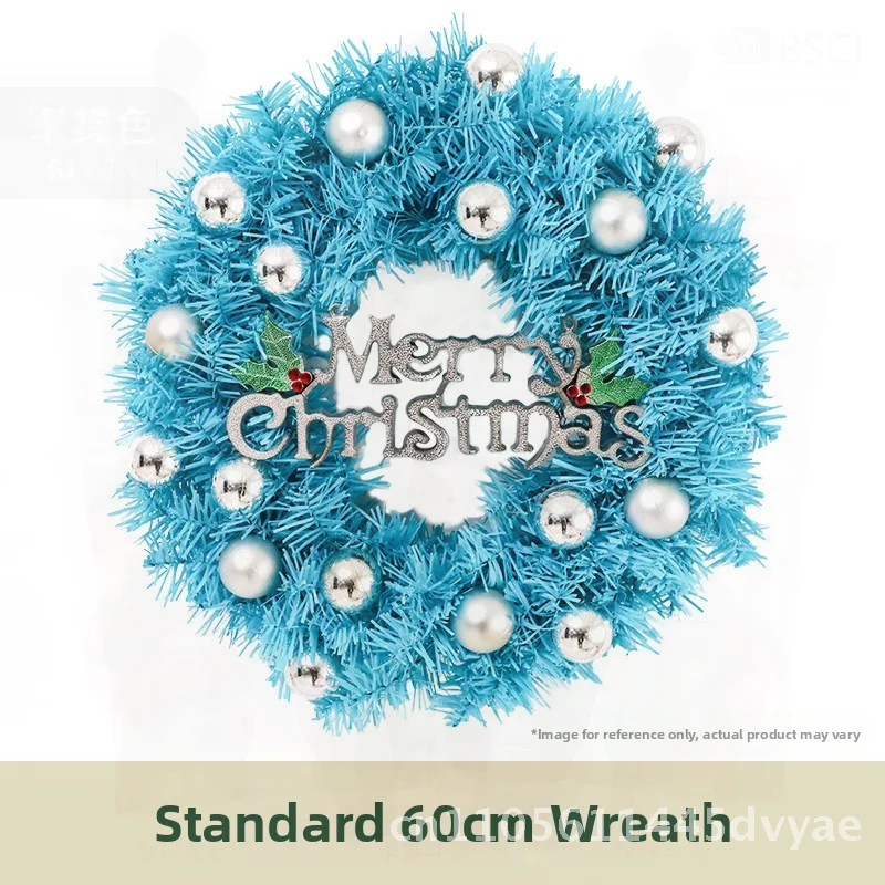 

30cm Blue Christmas Garland Korean Style Handcrafted PVC Decorations for Window Props Shopping Mall Scene Layout Creative Gift