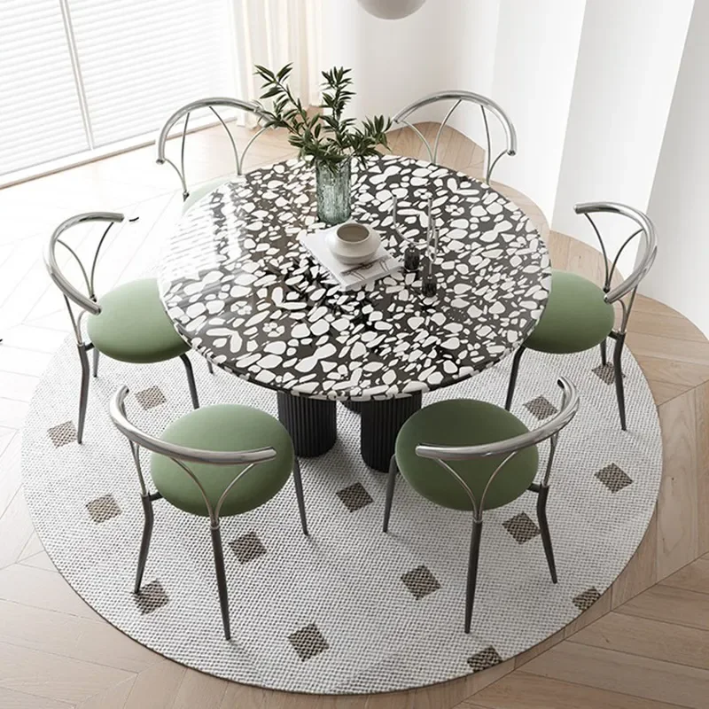 Nordic Modern Simple Stone Slab Dining Table Set for Small Apartment Household Restaurant Minimalist Eating Table and Chairs