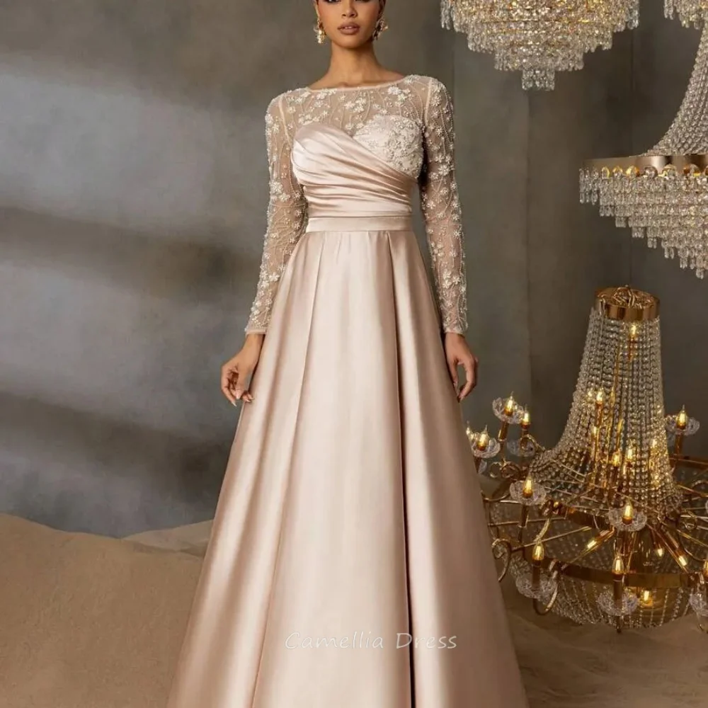 Customized Mother of the Bride Dress Elegant Dress A Line Vinatge Party Gown Long Sleeve Lace vestido invitada boda