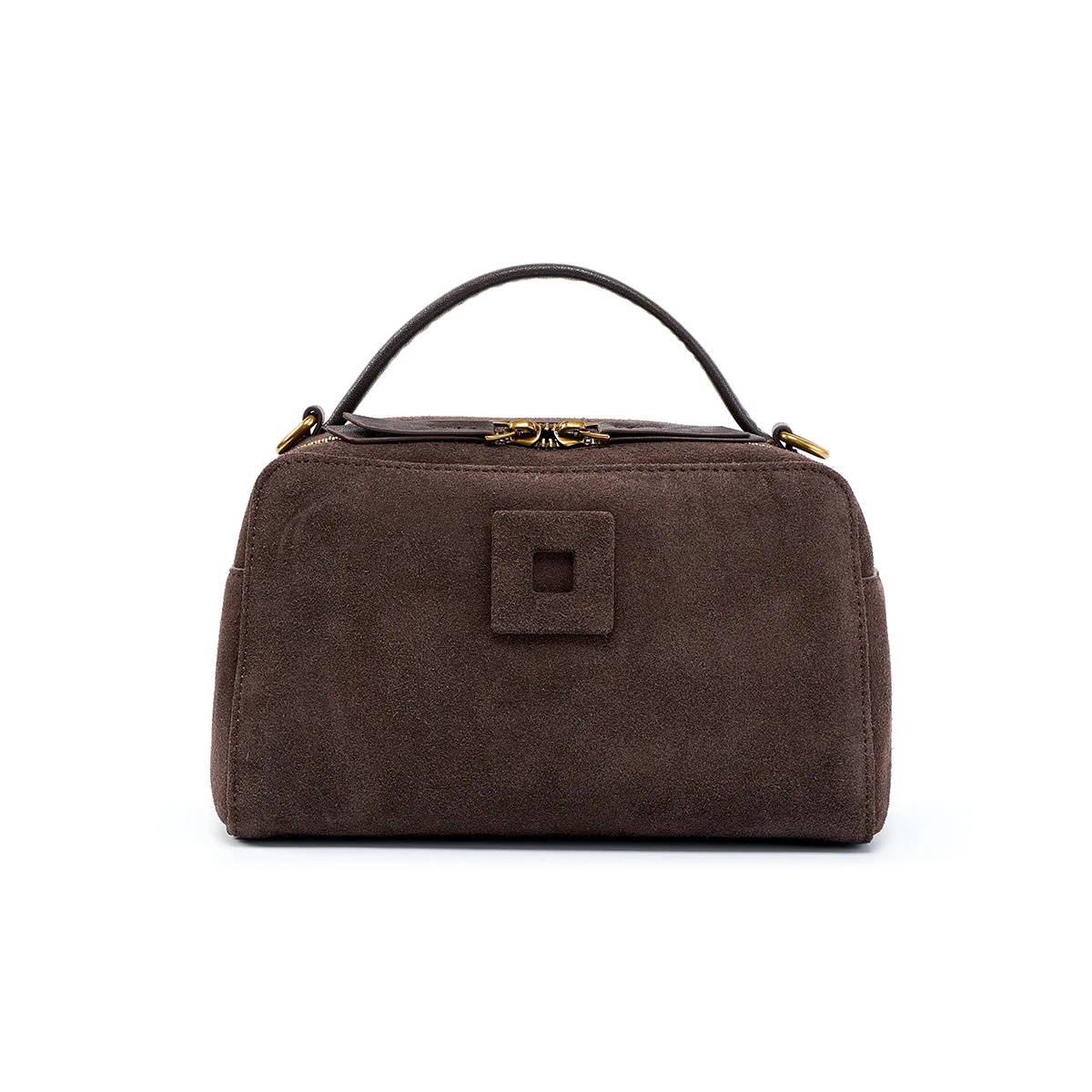 Genuine Suede Nubuck Cowhide Leather Boston Bag Women Vintage Top Handle Handbag Shoulder Crossbody Doctor Bag