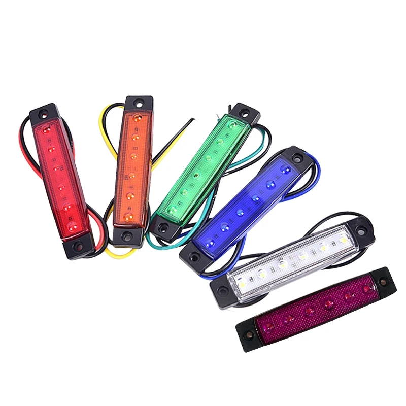 

12V 6LED Car External Lights Bus Truck Lorry Side Marker Indicator Low Trailer Warning Rear Side Brake Lamps