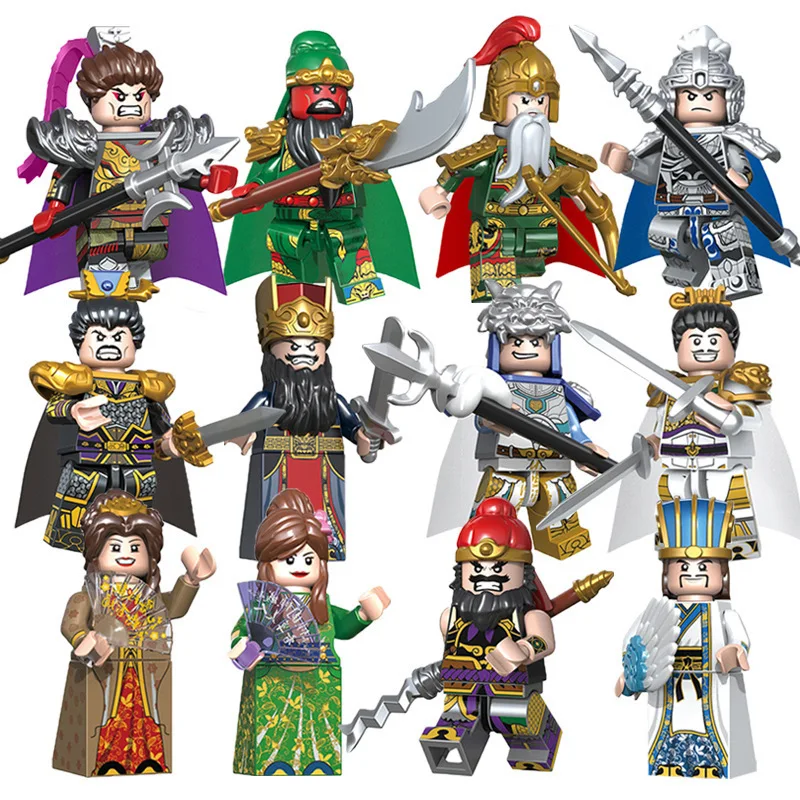 MOC Small Granular Building Blocks Three Kingdoms Figures Assembled Models Compatible Small Bricks Toys For Children\'s Gifts