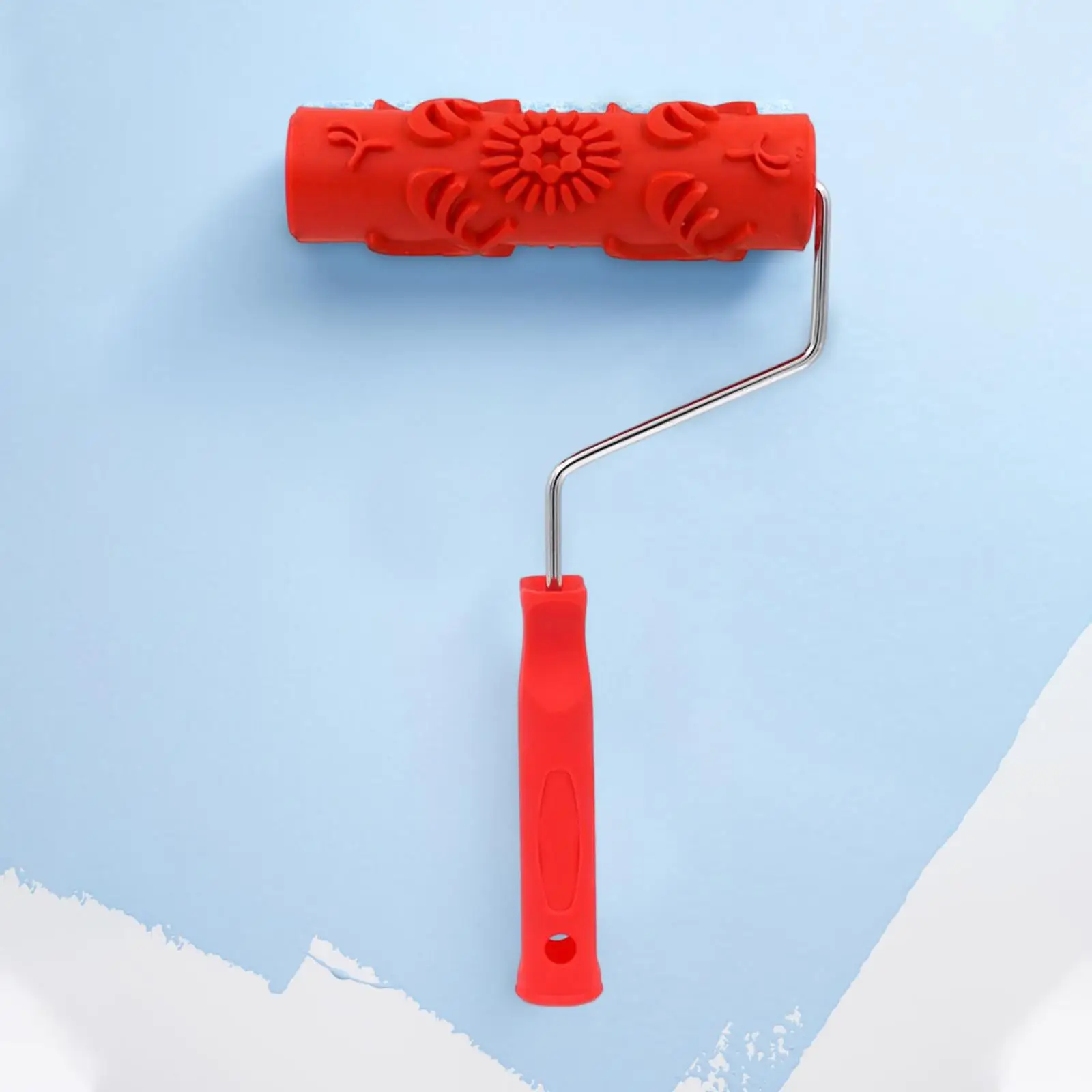 Pattern Paint Roller Embossing Texture Rubber Roller with Handle DIY Pattern