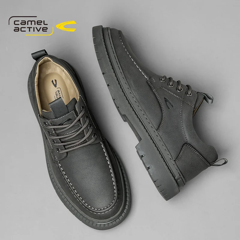 Camel Active New Men Casual Shoes Leather Men Shoes Lace-up Breathable Soft Autumn Casual Flats Formal Shoes Plus Size 44