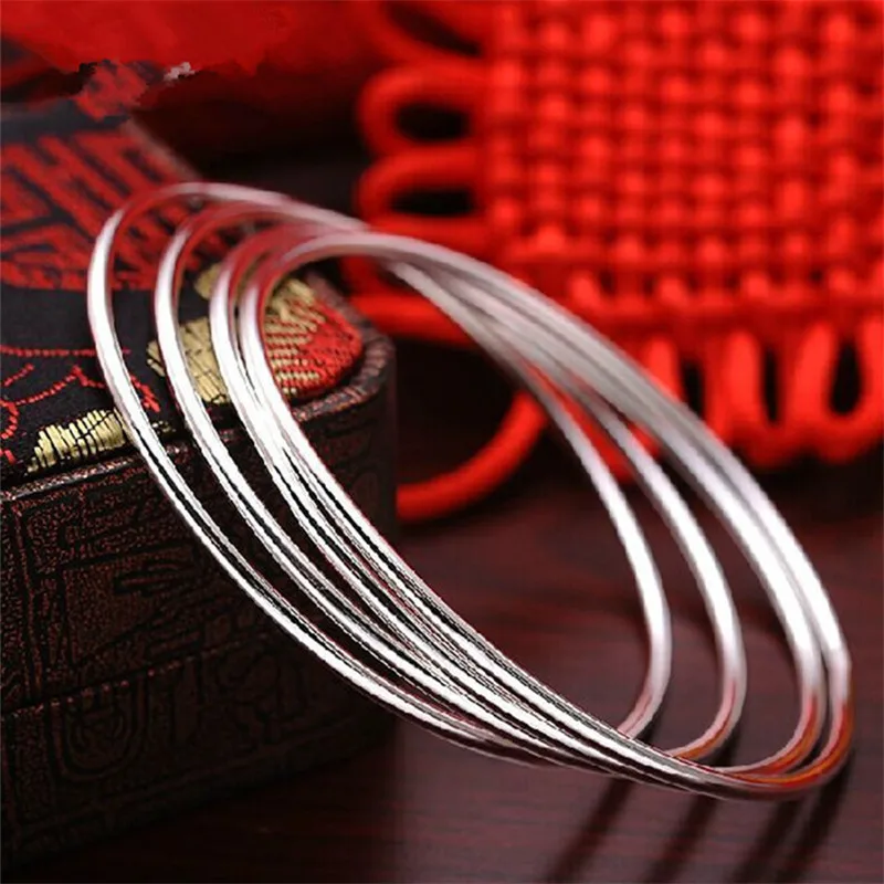 

Hot Sale Simple bilayer Ladie Fashion Classic White smooth Circle Italy Bracelet Stainless Steel Bracelet Ladies' Jewelry Gift
