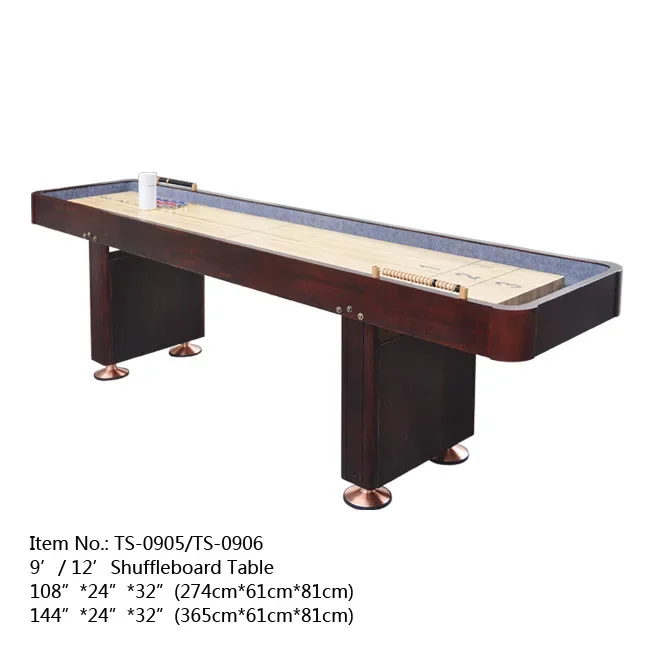 High Quality 9Ft / 12ft ft Indoor Wood Outdoor Game Playcraft Shuffle Table And Pucks Shuffleboard Board