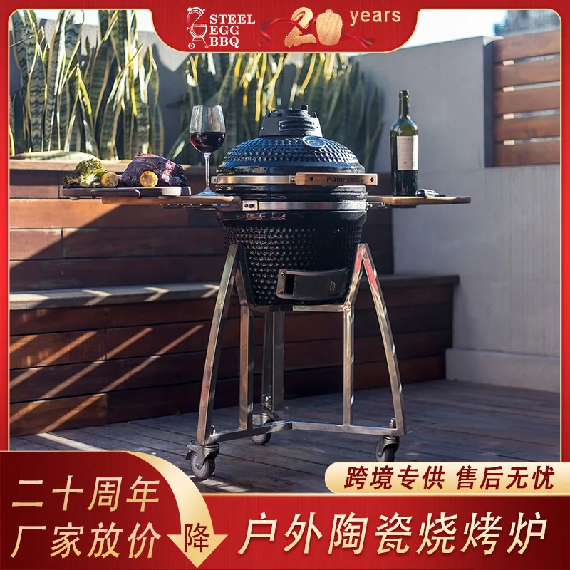 

Large iron egg 16 inch outdoor grill bbq kamado smoker ceramic stew grill pizza charcoal grill