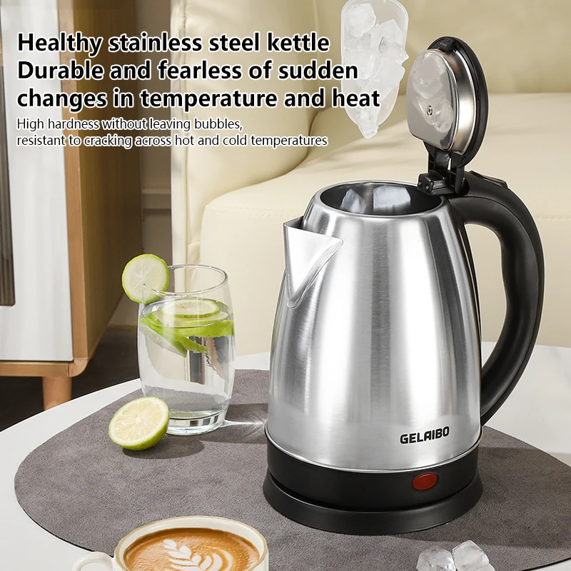 غلاية كهربائية GELAIBO، غلاية سرعة، غلاية كهربائية من الفولاذ المقاوم للصدأ، إيقاف تشغيل أوتوماتيكي منزلي، غلاية بزر واحد، كهربائي