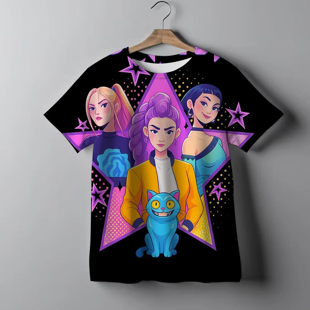 ملابس الأطفال KPop شيطان الصيادين موضة بلايز عادية س الرقبة قصيرة الأكمام الفتيات الفتيان K-Pop شيطان الصيادين المشجعين هدية تي شيرت