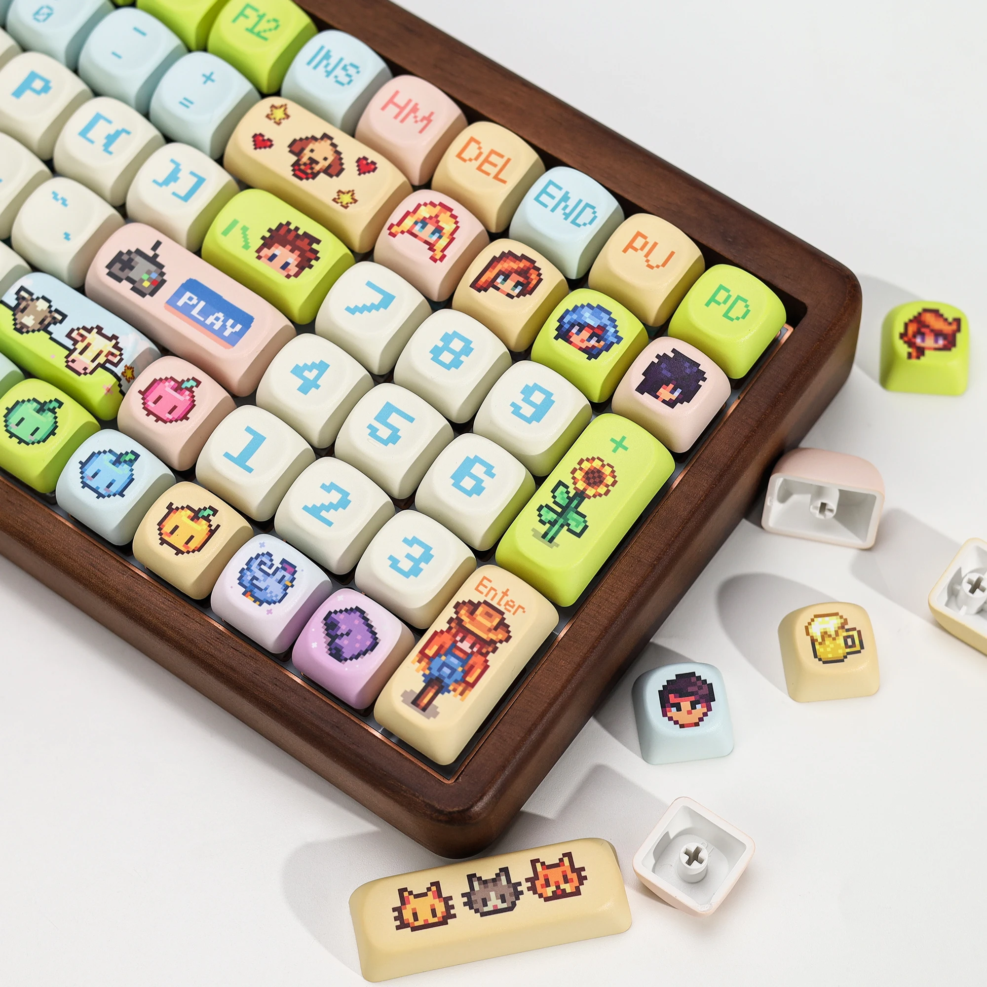 KBDiy Stardew Valley Themen-Keycaps Niedliche Anime Retro PBT KOA MOA Profil Alice ISO Tastenkappen Maßanfertigung für 60% Gamer Mechanische Tastatur – Detail 19